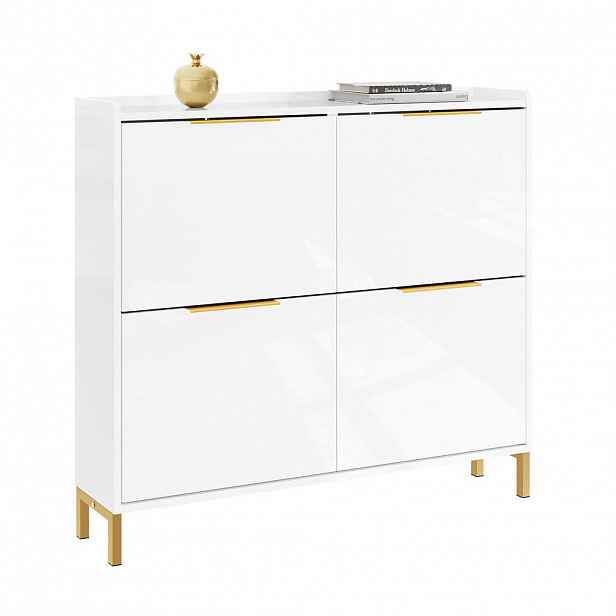 SoBuy BOTNÍK se 4 dveřmi Bílá 100x48x90cm Moderní