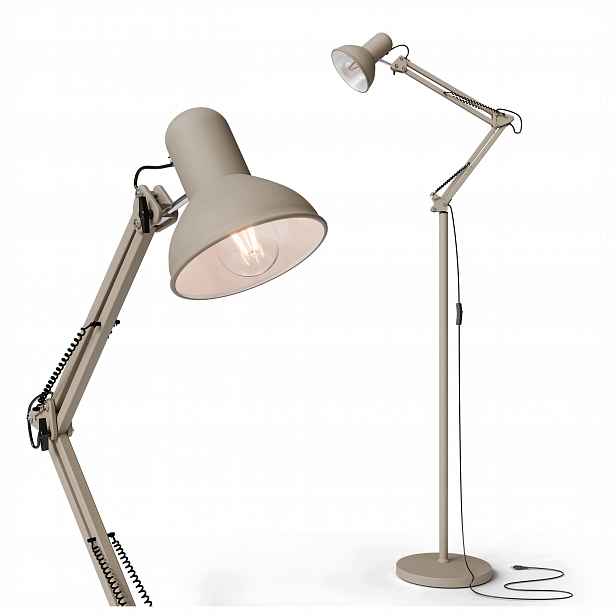 Stojací Led podlahová lampa E27 190 cm nastavitelná pro čtení, béžová