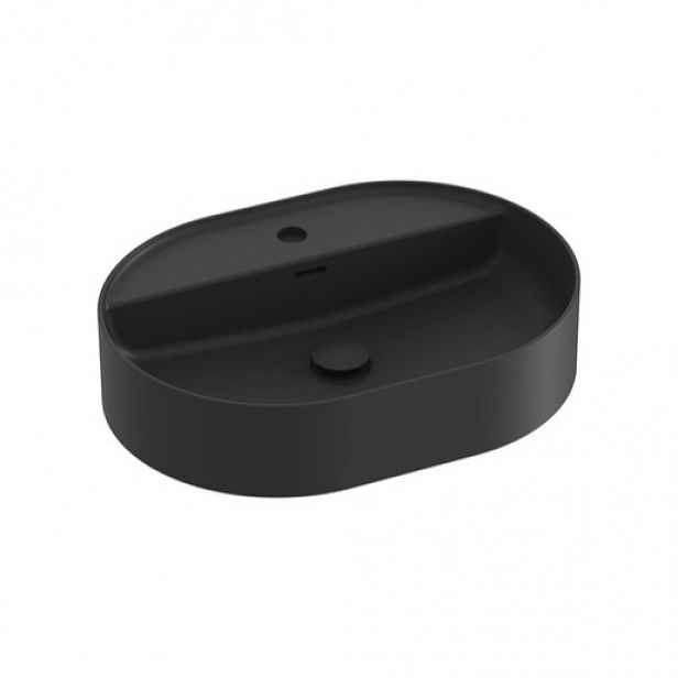 Umyvadlo na desku Ravak Ceramic Slim 55x40 cm černá mat otvor pro baterii uprostřed XJX0D155002