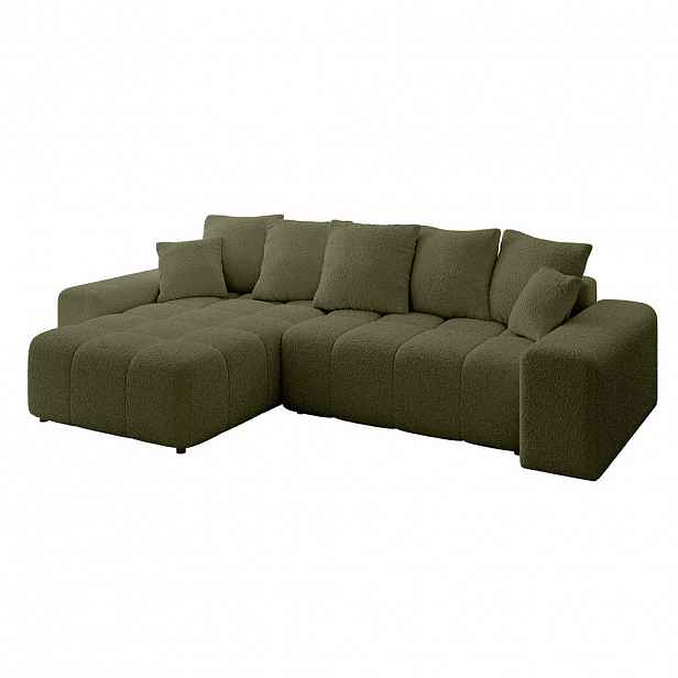 ALTDECOR ROHOVÁ SEDAČKA s otomanem vlevo ENIL-L 297x189x68 zelená buklé
