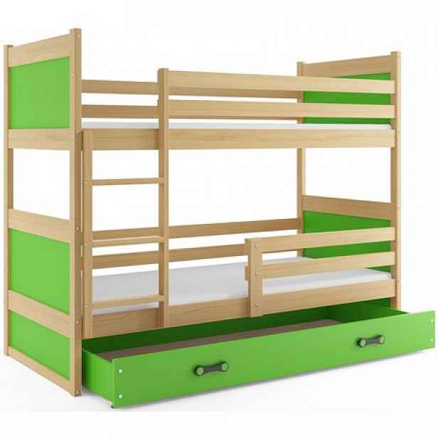 Dětská patrová postel RICO 200x90 cm Borovice Zelená