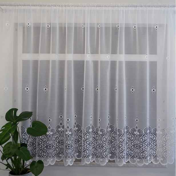 Mg Záclona žakár 306584 Bílá 250x250 hotová s páskou obšitou M