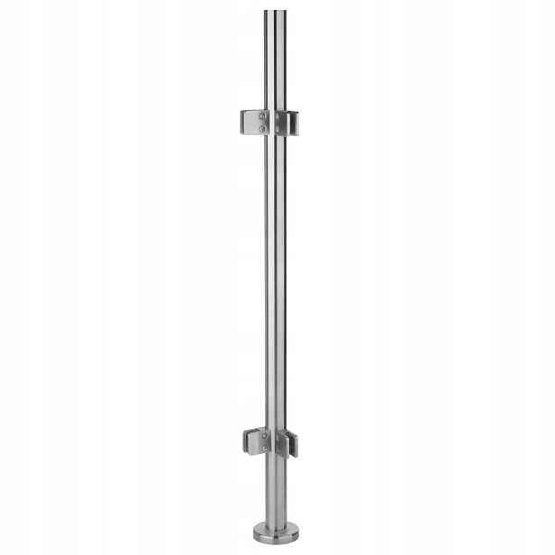Rohový sloupek 110 cm pro skleněné zábradlí, nerezový, Satén, 4 úchyty