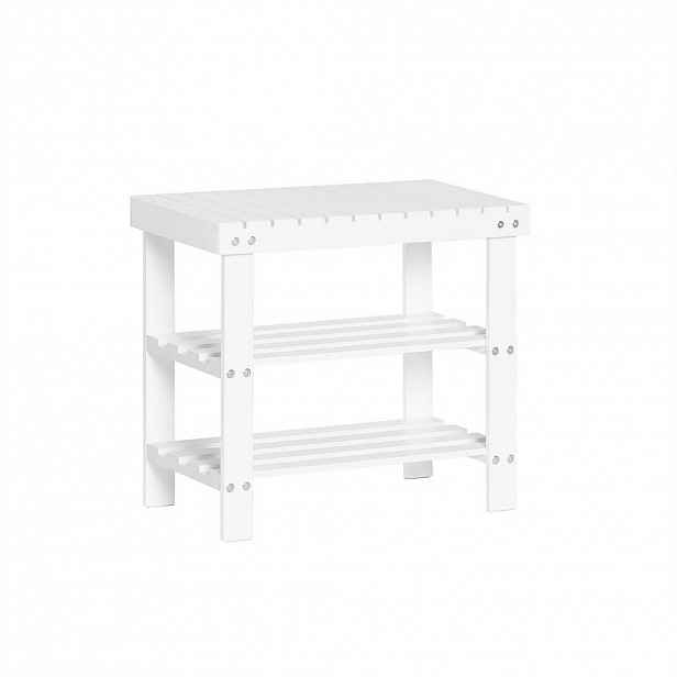 SoBuy BOTNÍK se 2 policemi Bílá 50x29x45cm Minimalistický