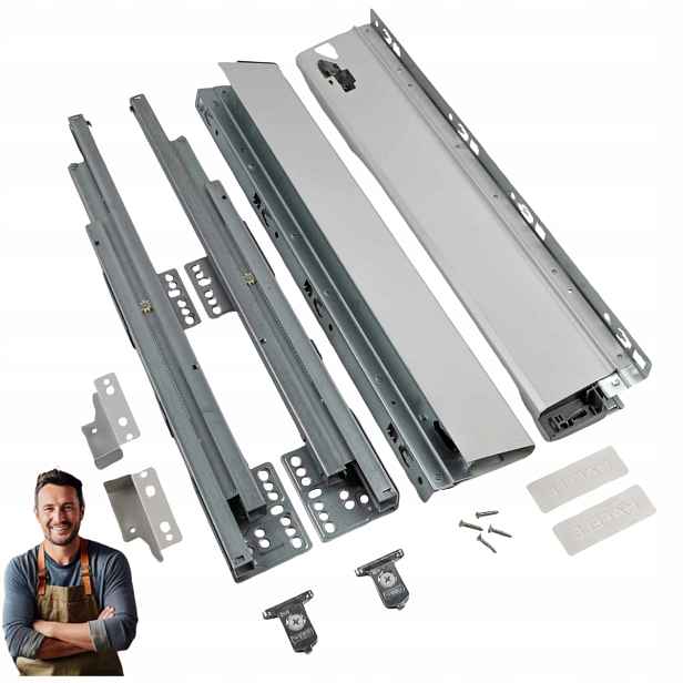 Šuplík Hafele Matrix S35 500 mm nízká H-84 Nosnost 35 kg Šedá