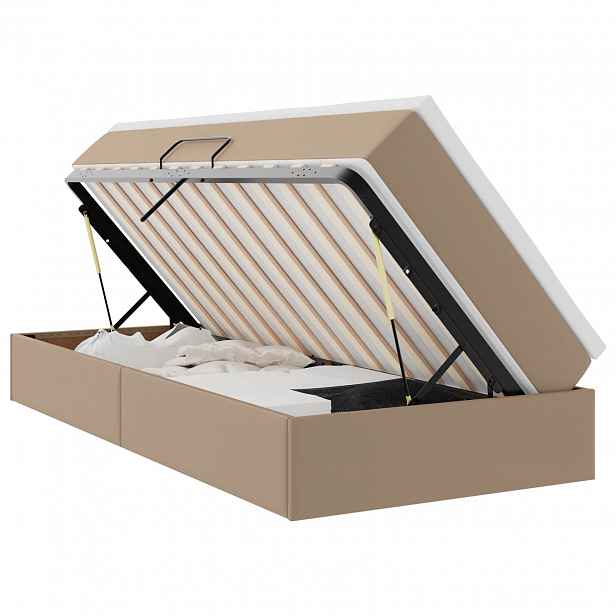 vidaXL Postel s úložným prostorem a matrací Cappuccino 90 x 190 cm