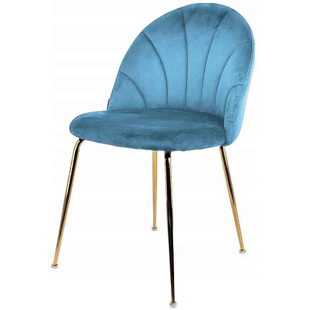 Čalouněná židle Camila Light Blue Velvet Gold Lugano