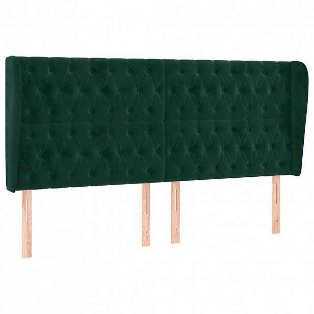 vidaXL Čelo postele typu ušák tmavě zelená 203x23x118/128 cm samet