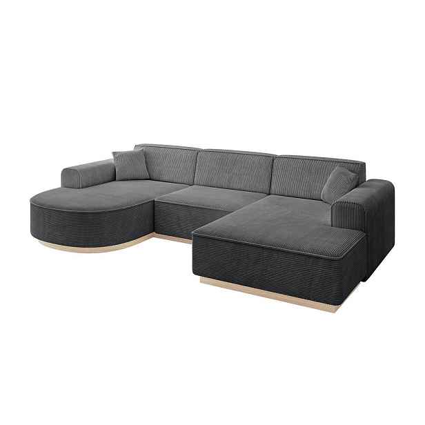 ALTDECOR SEDACÍ SOUPRAVA ve tvaru U ARRIO-U1 303x171x83 Tmavě šedá Manšestr