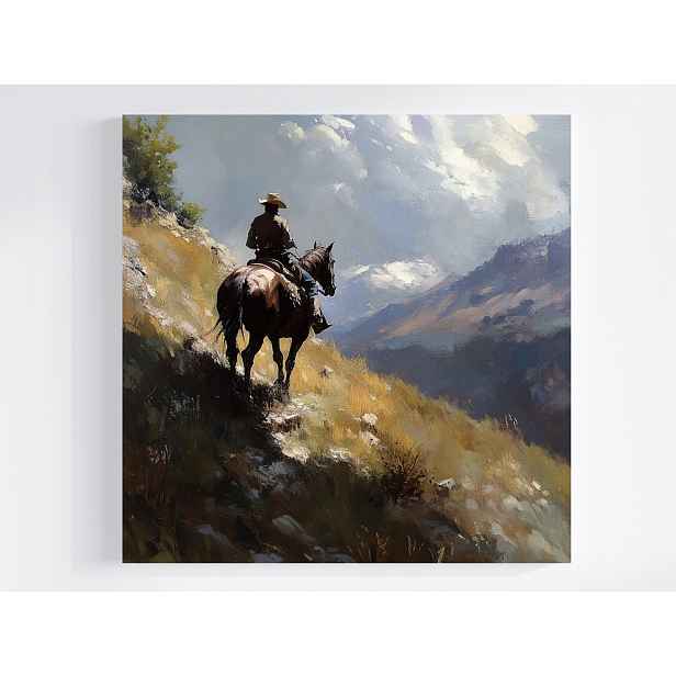 Obraz Na Plátně Canvas Hory Kůň Muž Jezdec Cestování Kovboj 50x50