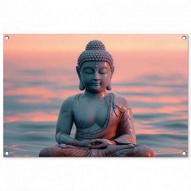 OnlyWow ZAHRADNÍ PLAKÁT Buddha - Socha - Buddha - Voda - Umění - Buddha 90x60 cm