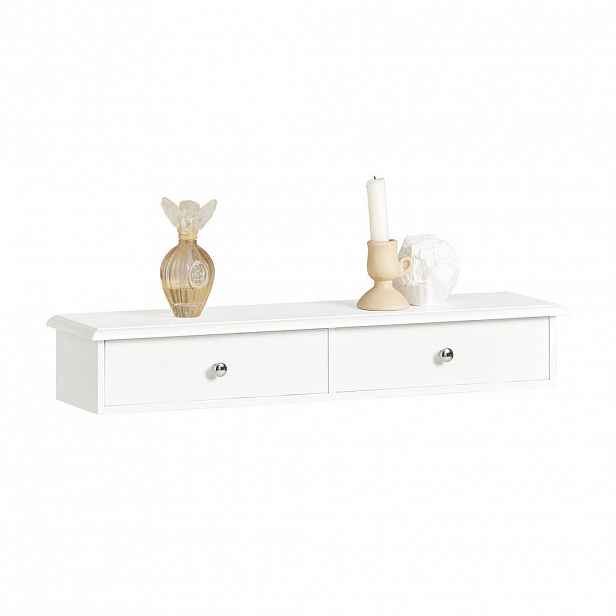 SoBuy POLIČKA se dvěma zásuvkami Bílá 64x15x10cm Minimalistický