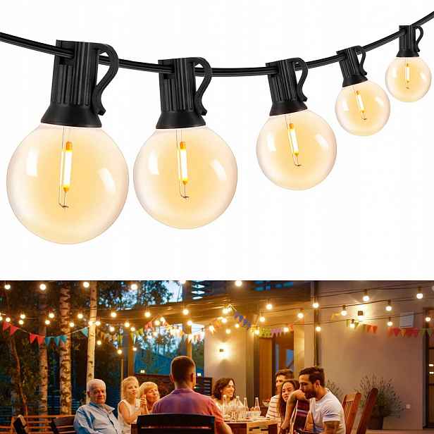 Zahradní girlanda Led světelný řetěz 15 m 50 x venkovní žárovka G40 230V