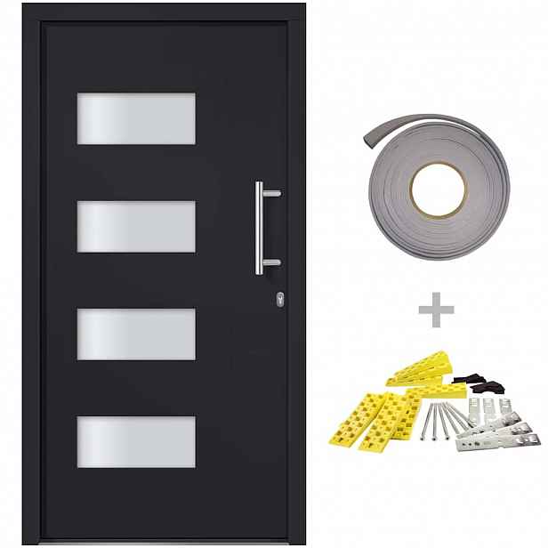 vidaXL Vchodové dveře hliník a PVC antracitové 110 x 210 cm