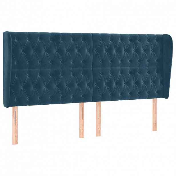 vidaXL Čelo postele typu ušák tmavě modrá 203x23x118/128 cm samet