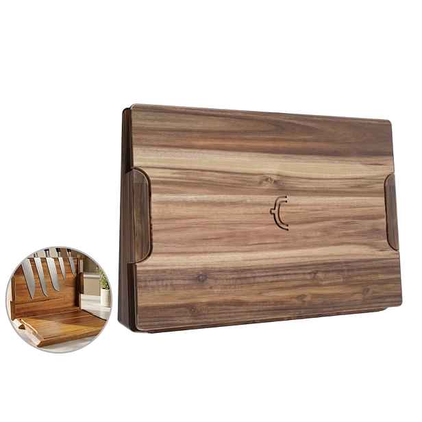 Krájecí prkénko s lištou na nože 2v1 CookingTotem DuoBlock 40x30 cm Dřevo