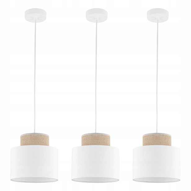 Tk Lighting Sada 3x Závěsná lampa E27 15W Bílá Moderní Nastavitelná