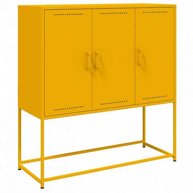 vidaXL Skříň highboard hořčicově žlutá 100,5 x 39 x 107 cm ocel
