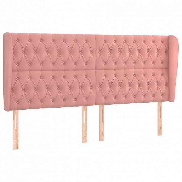 vidaXL Čelo postele typu ušák růžová 203x23x118/128 cm samet