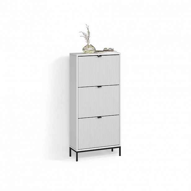 Livinity® BOTNÍK NA BOTY Aterno Bílá 60 x 130 cm se 3 sklopnými zásuvkami