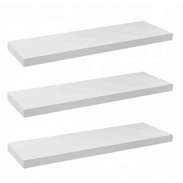 Sada 3 bílých polic o délce 50 cm, moderní, minimalistické