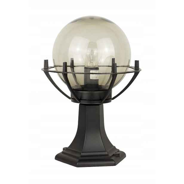 Su-ma Stojací zahradní lampa černá 39 Cm kouřová koule E27 IP43