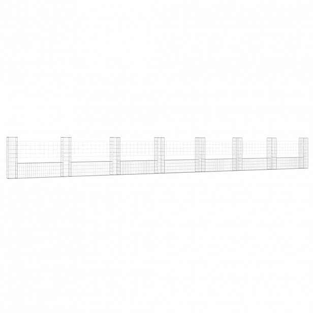 vidaXL Gabionový koš ve tvaru U s 8 sloupky železo 860 x 20 x 100 cm