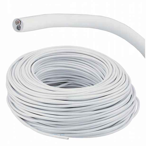 Elektrický kabel Ohebný Instalační H03VV-F Omy 2x0,50 Bílý 100 metrů