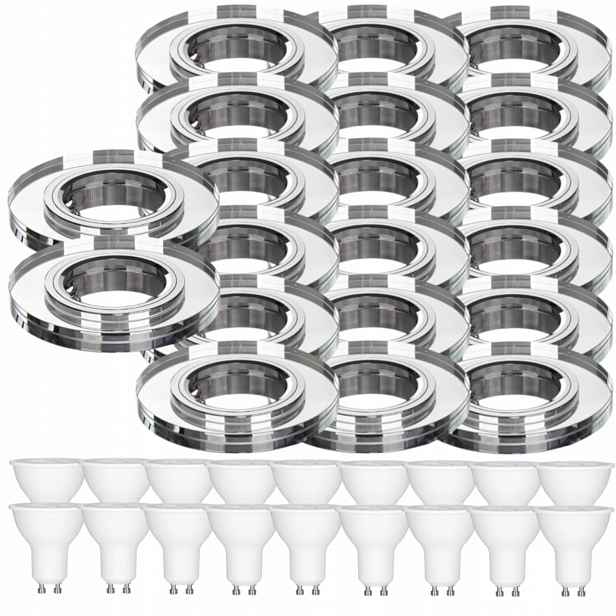 20 x Pevná Skleněná Stropní Lampa Kulatá Objímka Led Žárovky 5W