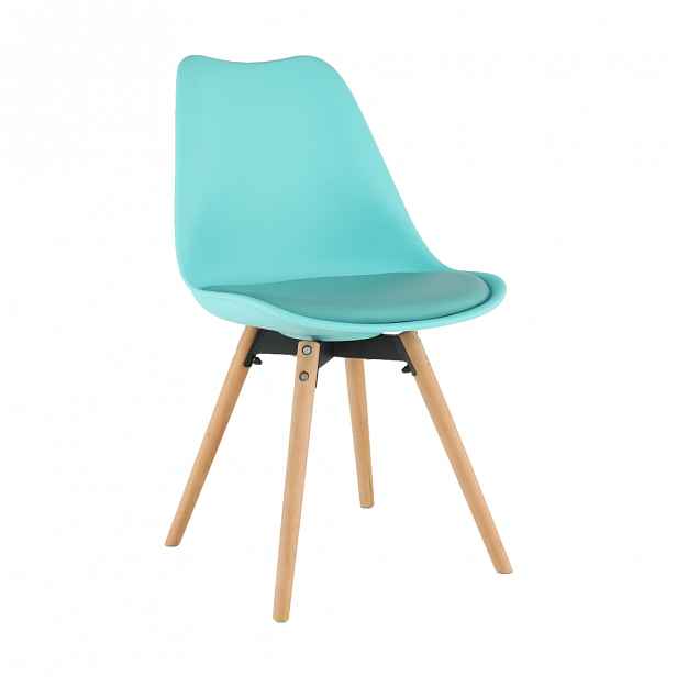 Jídelní židle SEMER NEW dřevo, buk/ plast / ekokůže Mentolová