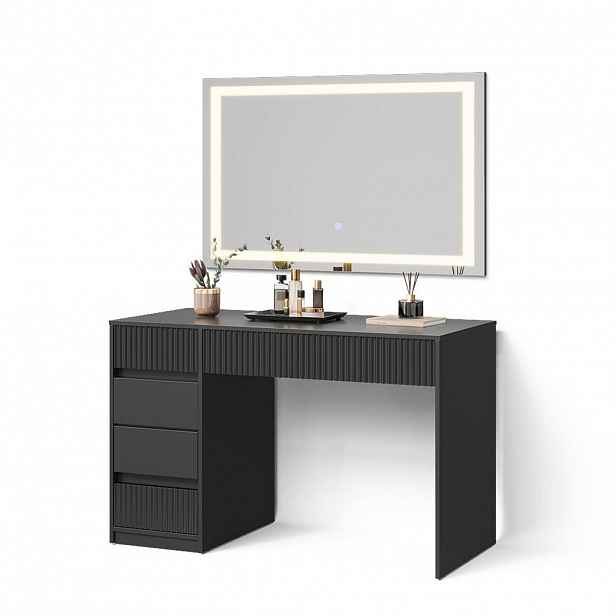 Livinity® KOSMETICKÝ STOLEK SE ZRCADLEM Allia Černá 120 cm se zrcadlem LED