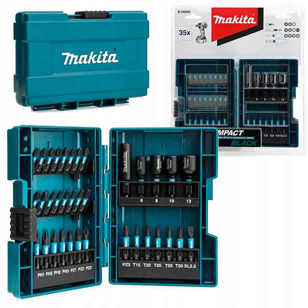 Sada bitů a úderových nástavců Impact Black 35 dílů Makita B-66880