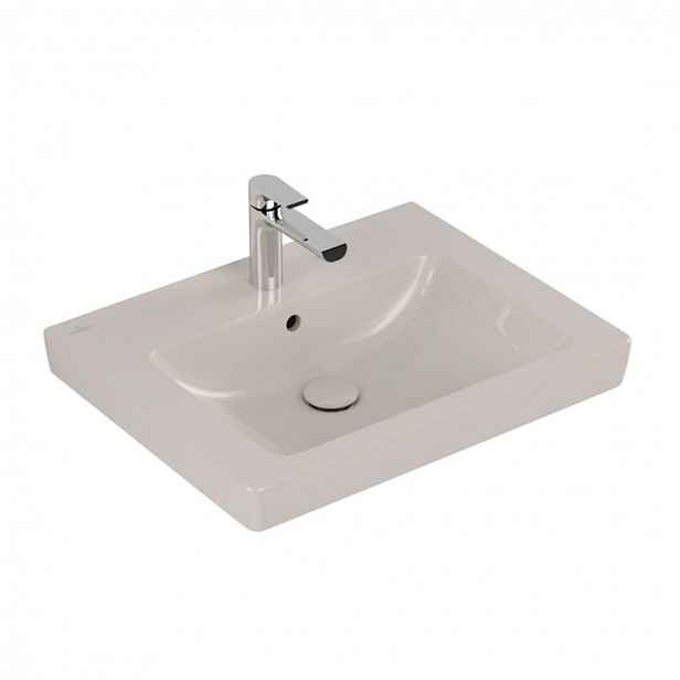 Villeroy & Boch Subway 2.0 - Umyvadlo s přepadem, 60x47 cm, s Ceramicplus, pergamon 711360R3