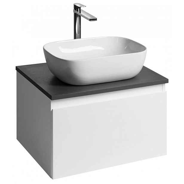 Aqualine Altair - Umyvadlová skříňka 35x57x45 cm, 1 zásuvka, bílá/antracit břidlice AI263-03
