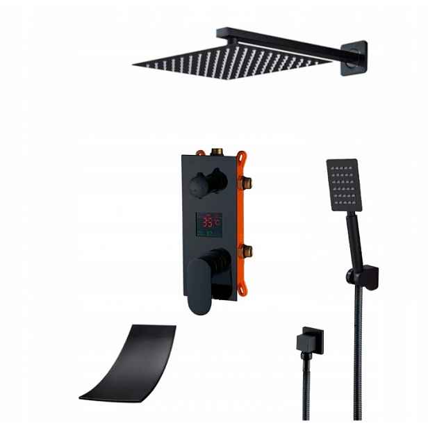 Podomítkový Set Vodopádový Displej Černý Mat 20 CM