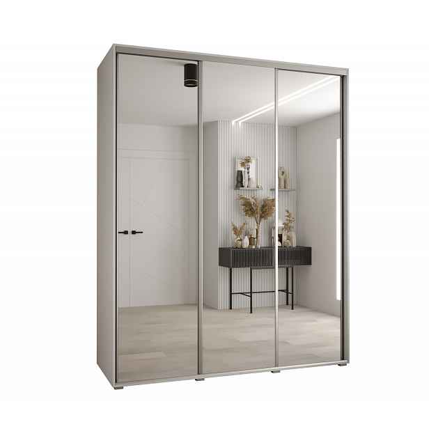 Šatní skříň ASIRI 2 - 200/60 cm, bílá / stříbrná