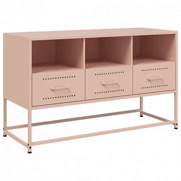 vidaXL TV skříňka růžová 100,5 x 39 x 60,5 cm ocel