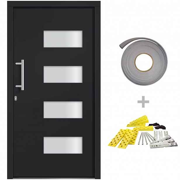 vidaXL Vchodové dveře hliník a PVC antracitové 110 x 210 cm