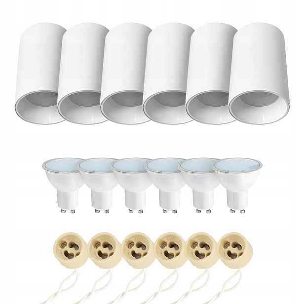 6x Horoz Stropní nástěnné svítidlo Tuba Salsa-l GU10 Bílá GU10 5,5W 6500K