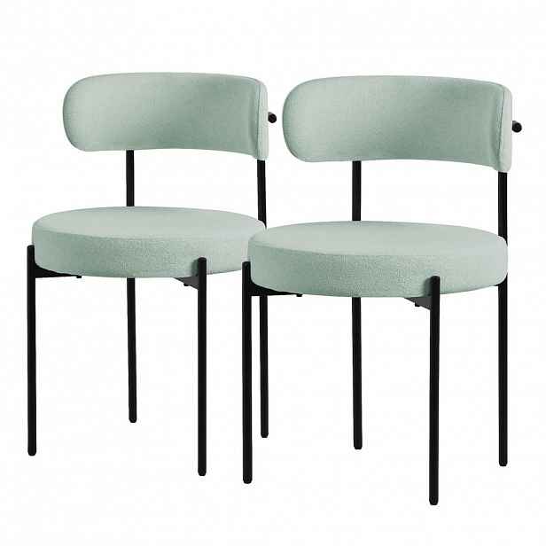 ML-DESIGN JÍDELNÍ ŽIDLE, SADA 2 KS, zelená, plyšová látka