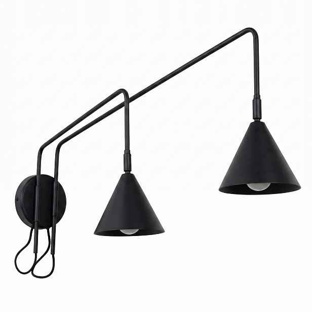 Nástěnné svítidlo Nox 2 černé s vypínačem Lampa na zeď rameno výložník Sollux