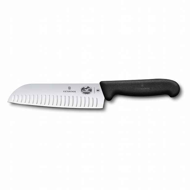 Nůž Santoku Victorinox Fibrox 17 cm drážkovaný černý 56 Hrc