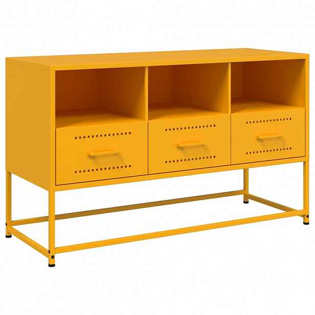 vidaXL TV skříňka hořčicově žlutá 100,5 x 39 x 60,5 cm ocel