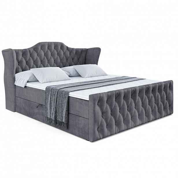 ALTDECOR AMERICKÁ postel VILA-Z – 200 x 200 cm – H4 – tmavě šedá