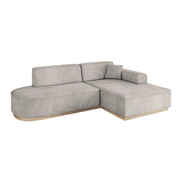 ALTDECOR ROHOVÁ SEDAČKA s otomanem, pravá IREA-L1 232x165x80 Světle hnědá Velur