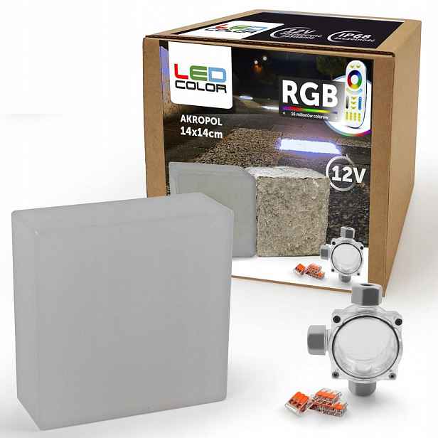 Osvětlení příjezdové cesty Svítící Led dlažební kostka Akropolis 14x14 Rgb
