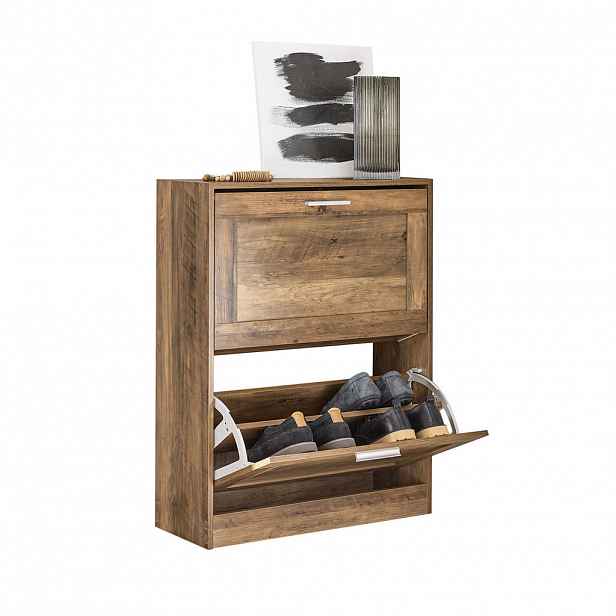 SoBuy BOTNÍK se dvěma dveřmi Hnědá 60x23x79cm Rustikální