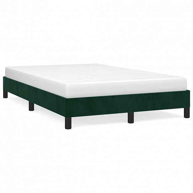 vidaXL Rám postele bez matrace tmavě zelená 120 x 200 cm samet