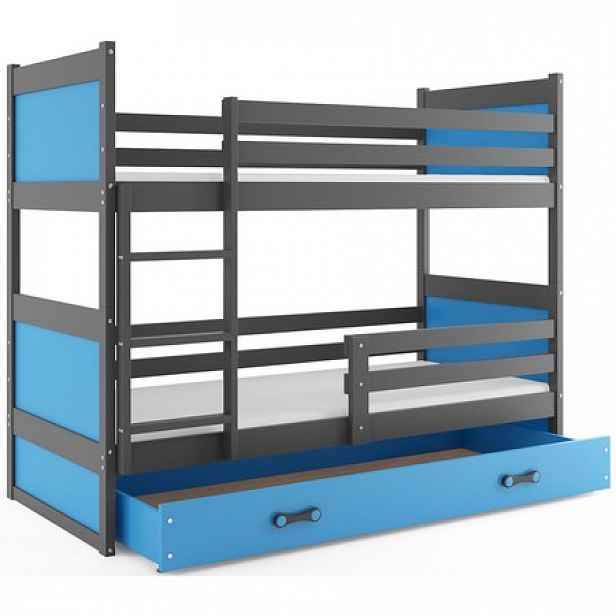 Dětská patrová postel RICO 200x90 cm Šedá Modrá