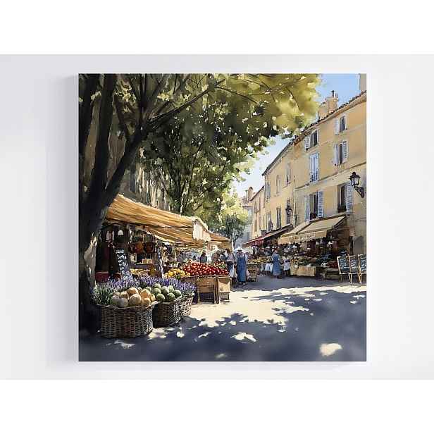 Obraz Na Plátně Canvas Akvarel Francie Provence Tržiště Náměstí 50x50
